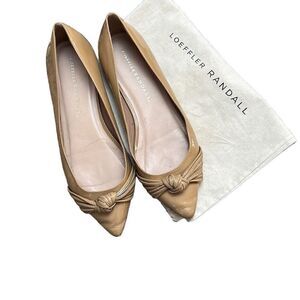 Loeffler Randall Women's Willow Flat with Mignon Knot in Tan Size 7